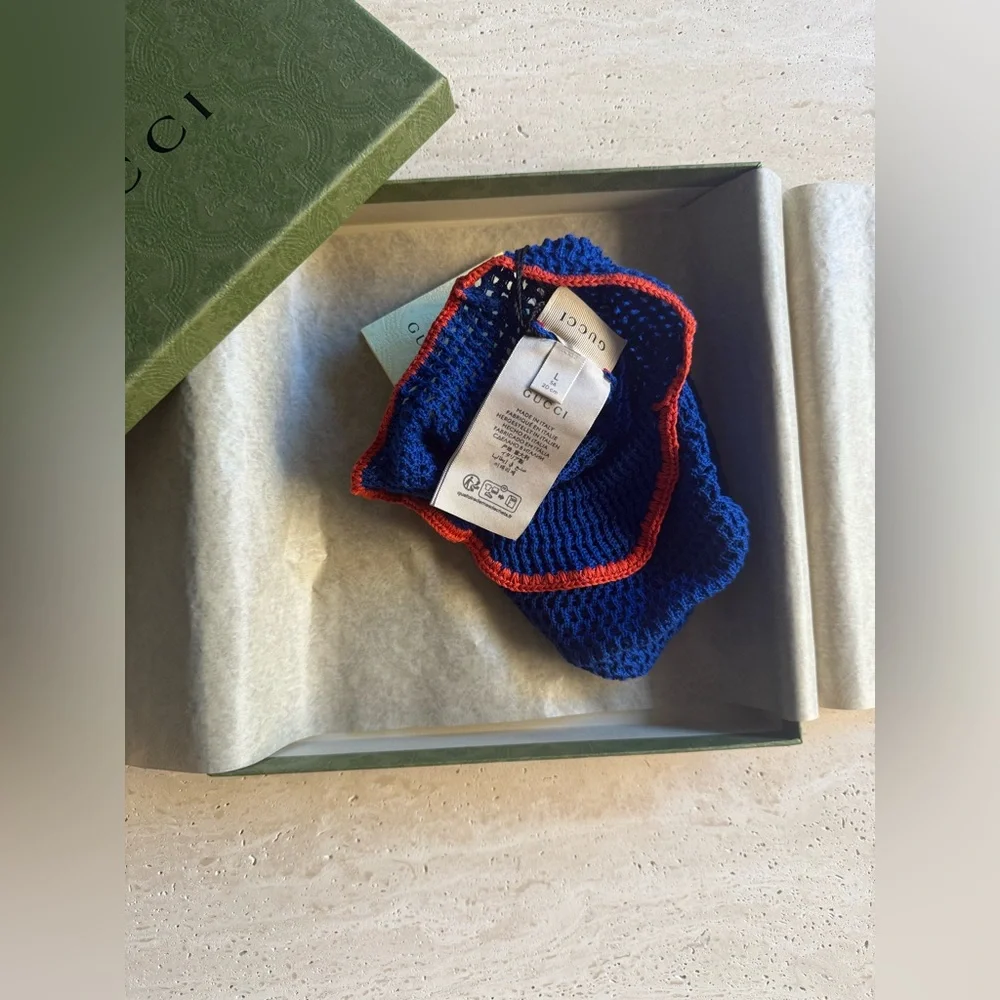 NWT GUCCI Tricot Cotton Hat– GG Logo